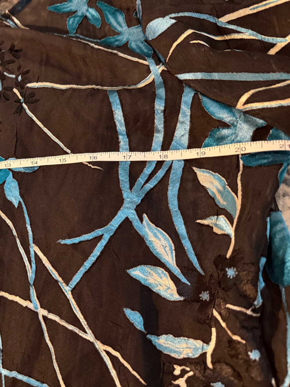 Alfani Black Sheer Blouse with Teal Floral Print - Picture 7 of 8